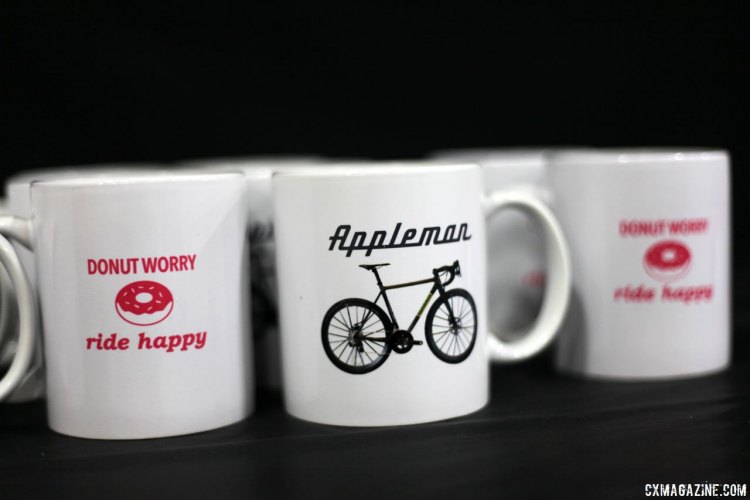 Donut worry, ride happy - Matt Appleman even had merchandise to go along with his Pink Doughnut gravel bike. NAHBS 2017. © C. Fegan-Kim Cyclocross Magazine