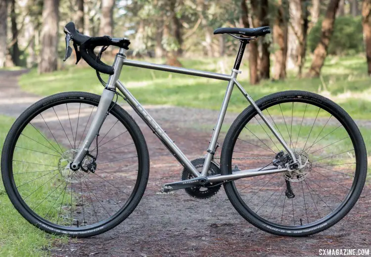 Otso Cycle Warakin stainless steel gravel/cyclocross bike with Otso Cycles' own fork is ready for any terrain, but feels most at home on dirt and gravel roads. © Cyclocross Magazine