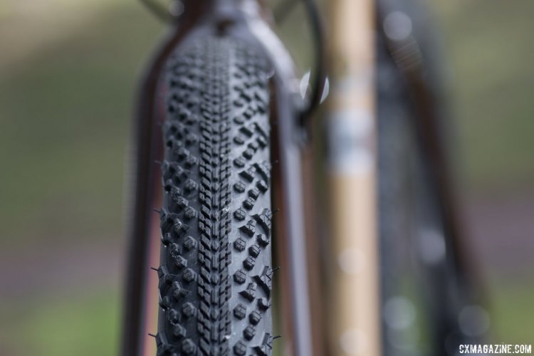 Versatile Clement MSO 50c tubeless tires will have you rolling smoothly on pavement and gravel roads, but when conditions are wet or technical, you'll want something more grippy for your radical stunts or riding. 2017 Raleigh Stuntman. © Cyclocross Magazine