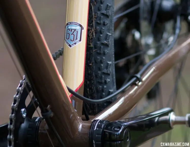 Reynolds 631 "air hardened steel" brings a decorated pedigree and traditional material to a category-busting bike. 2017 Raleigh Stuntman. © Cyclocross Magazine