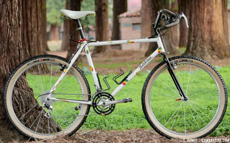 Fat tires, low gearing, drop bars, dropper post. Such a bike could almost be at home in a modern bike catalog. 1991 Salsa Alacarte drop bar mountain bike. © Eric Rumpf