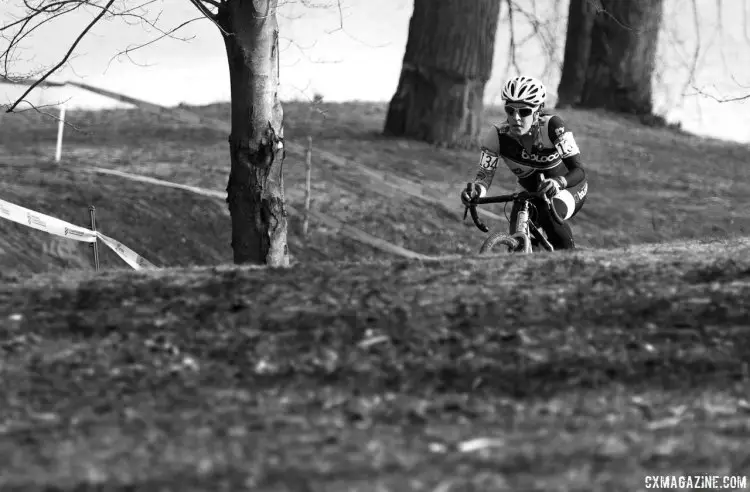 Sharon Sloan racing the Masters 40-44 women's race at the 2017 Cyclocross National Championships in Hartford. © Cyclocross Magazine