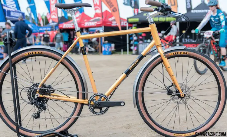 One of the most eye-catching bikes of the show - the Doppler cafe racer with stainless steel fenders. 2017 Sea Otter Classic. © C. Lee / Cyclocross Magazine