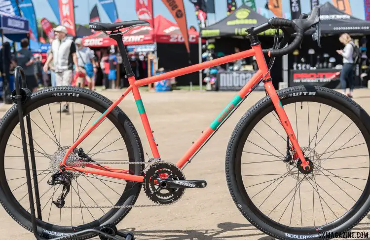 5 bottle mounts, provisions for rack and fenders, plus clearance for 29 X 2.1 (700 X 52) tires (without fenders). All for a pittance. Breezer Radar adventure / touring bike. 2017 Sea Otter Classic. © C. Lee / Cyclocross Magazine