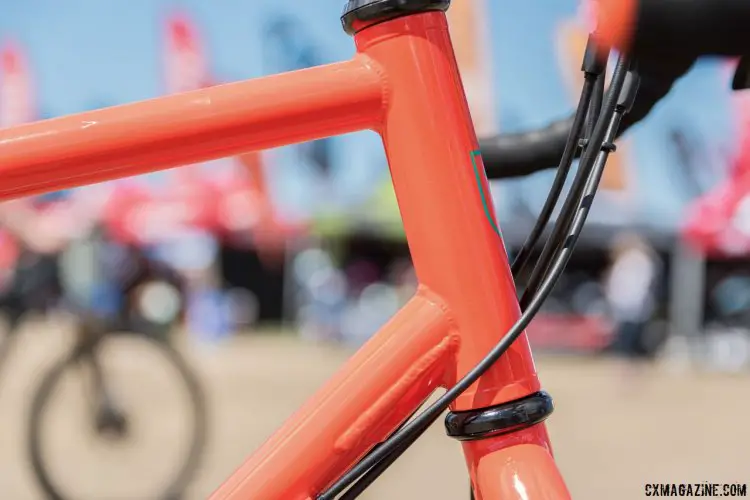 Breezer Radar adventure / touring bike pairs a straight steerer with a gusseted head tube / down tube junction. 2017 Sea Otter Classic. © C. Lee / Cyclocross Magazine