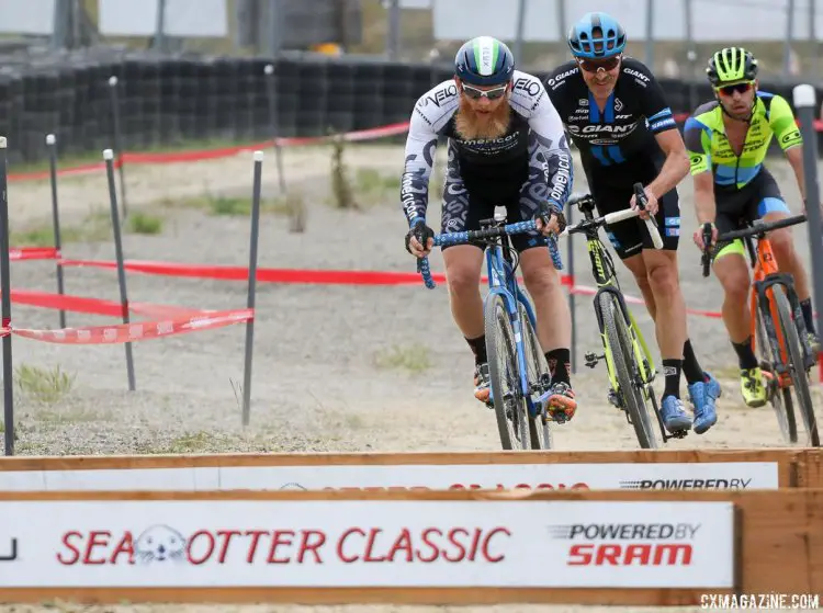 Marion leading Decker and Richey in the race for third. 2017 Sea Otter Classic cyclocross race. © J. Silva / Cyclocross Magazine