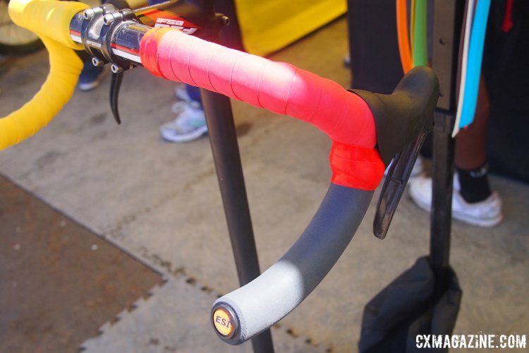 ESI Grips new Tops and Drops system uses bar wrap for the top portion of your handlebar and an elongated grip for the drop portion. Sea Otter Classic 2017 © Cyclocross Magazine