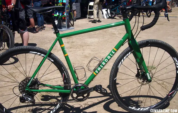 The Rockitship uses Fairdale's own custom butted, heat-treated tubing and is designed as a go anywhere gravel bike. 2017 Sea Otter Classic. © G. Kato / Cyclocross Magazine