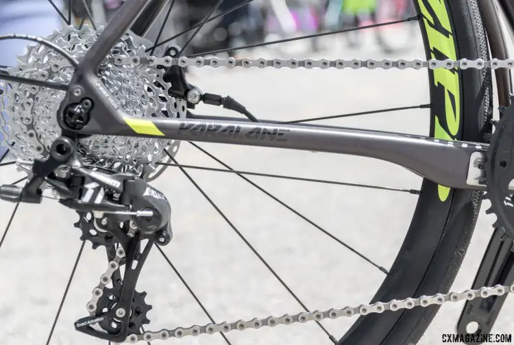 The SRAM Apex-equipped Focus Paralane Factory country road bike features dramatically shaped chainstays for compliance. © C. Lee / Cyclocross Magazine