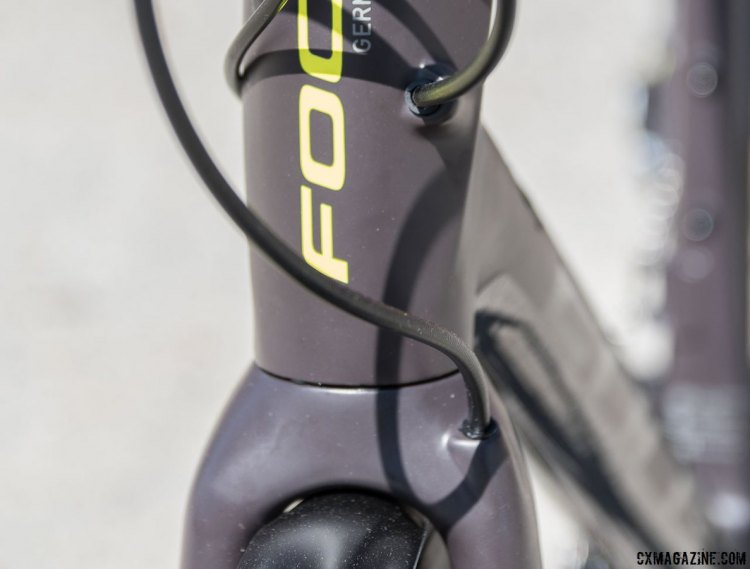 There are ports everywhere for internal hose/housing routing. The SRAM Apex-equipped Focus Paralane Factory country road bike. © C. Lee / Cyclocross Magazine