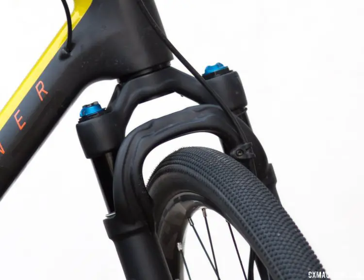 The 32 Step-Cast AX (Adventure Cross) suspension fork for gravel bikes is ready for adventure and will smooth out the bumps with 40mm of travel and fully-adjustable spring rate, damping and rebound. © Cyclocross Magazine