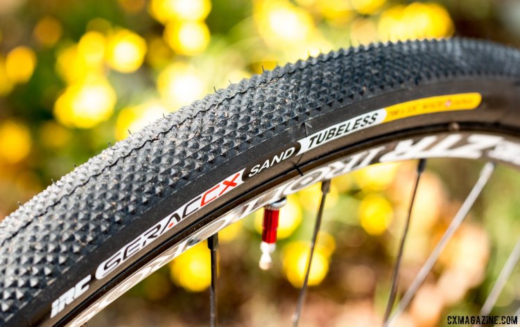 The IRC Serac CX Sand's diamond file tread will keep you rolling forward on bad pavement, dirt and gravel, and will come in handy for your sandy, snowy or icy cyclocross race. Tires for your own Hell of the North ride. © Cyclocross Magazine