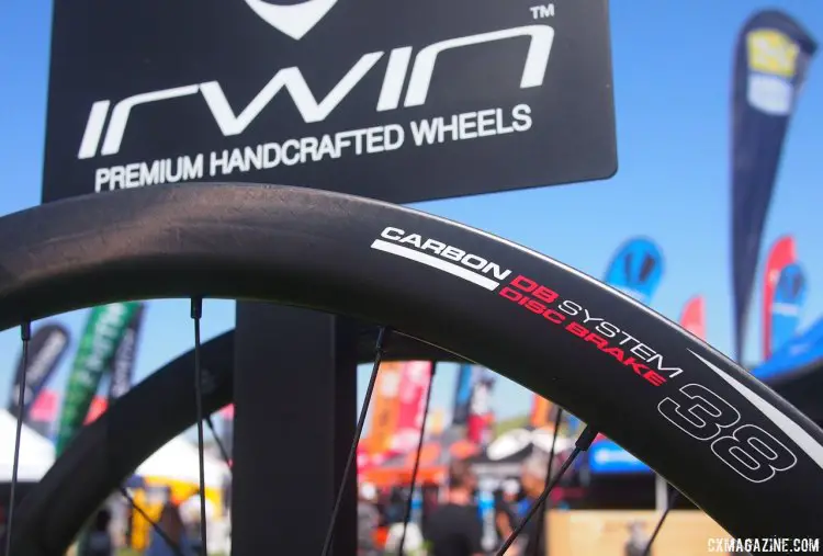 All Irwin Cycling wheels are handbuilt and the Aon DX 38 disc brake tubeless ready clinchers have a retail price of $1,650. 2017 Sea Otter Classic. © G. Kato / Cyclocross Magazine