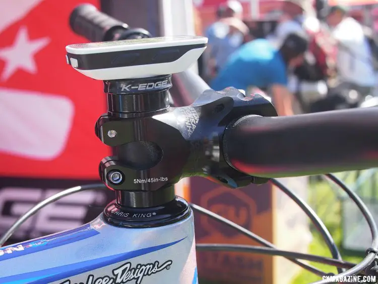 Although popular with downhill and enduro mountain bikers, the Top Cap mount also works for XC, cyclocross and gravel riders. 2017 Sea Otter Classic. © G. Kato / Cyclocross Magazine