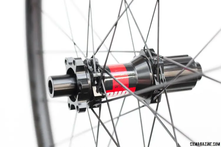 The 240s hubs offer different axle configurations with swappable caps, and customers can pick from Centerlock and 6-bolt rotor mounts and Shimano/SRAM or XD drivers. Knight Composites 29 Race / Gravel carbon tubeless disc wheelset. © Cyclocross Magazine