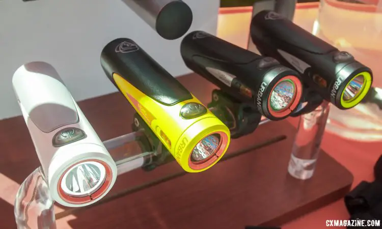 The Urban bike lights have a sturdy alloy body and come in many colors and lumen outputs. 2017 Sea Otter Classic. © G. Kato / Cyclocross Magazine