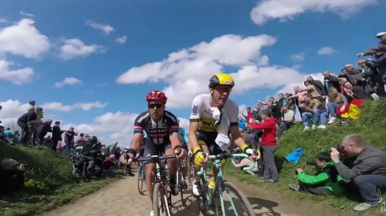 Screenshot of Paris Roubaix onboard footage by Le Tour de France