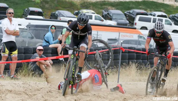 Rochette had an unwanted minute in the sand. 2017 Sea Otter Classic cyclocross race. © J. Silva / Cyclocross Magazine