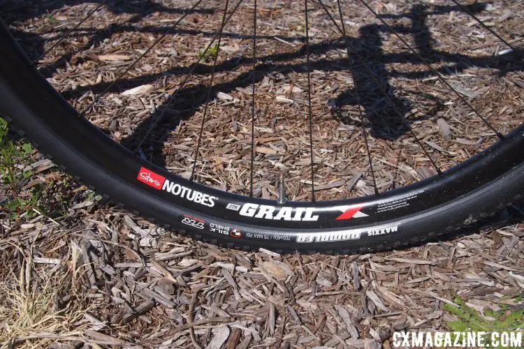The Rada rolls on Stan's NoTubes ZTR Grail wheels with Maxxis Rambler tires in 700x40c size. 2017 Sea Otter Classic. © G. Kato / Cyclocross Magazine