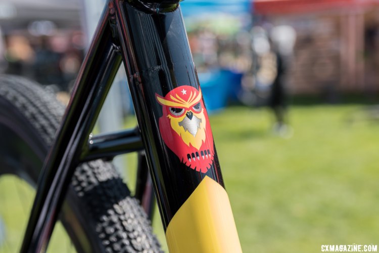 The attention to detail in the paint work is evident in the Sage Titanium logo. 2017 Sea Otter Classic. © C. Lee / Cyclocross Magazine