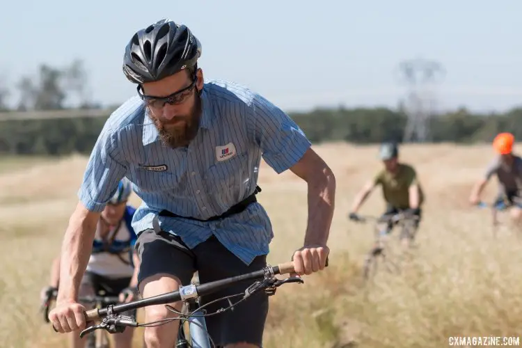 Cameron Falconer has got speed and skill in the dirt and leads the way through Bidwell Park. © Cyclocross Magazine