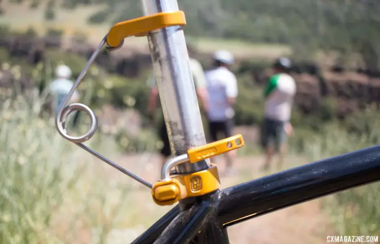 Falconer built this "Hite Rong" for Travis' build, complete with a titanium spring and Paul Component Engineering parts, but it's far from a production item without a lot of refinement, he says. © Cyclocross Magazine