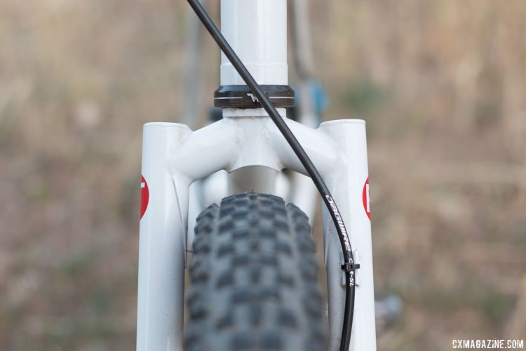 Falconer steel drop bar mountain bike has room around the WTB Trail Boss 2.2 tires. Paul Camp 2017. © Cyclocross Magazine