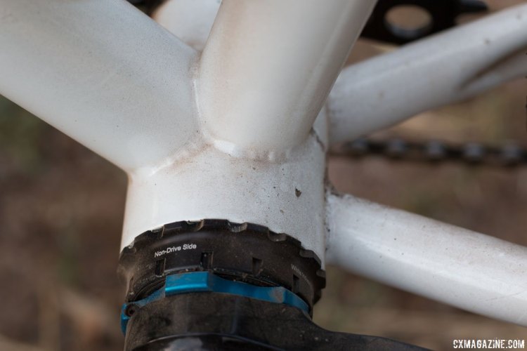 T47 threaded bottom bracket and White Industries crankset and bottom bracket was the choice for many Paul Camp bikes. Falconer steel drop bar mountain bike. Paul Camp 2017. © Cyclocross Magazine