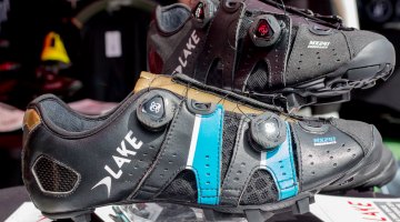 Lake Cycling's new MX241 Endurance mountain bike / cyclocross shoe comes in black or blue/gold and retails for $350. The name suggests that it should be a comfortable gravel shoe, or help you double up on race day. © Cyclocross Magazine