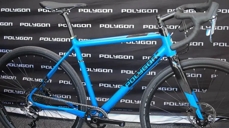The Polygon Bend RV gets a SRAM Rival 1x11 drivetrain and SRAM Rival hydraulic brakes this year. 2017 Sea Otter Classic. © G. Kato / Cyclocross Magazine
