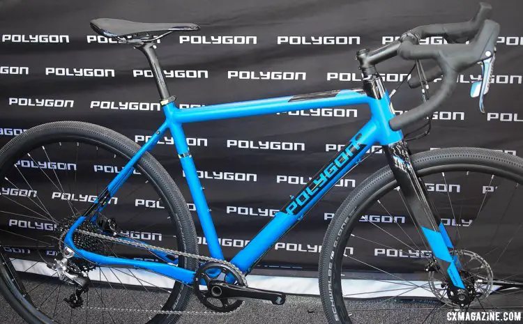 The Polygon Bend RV gets a SRAM Rival 1x11 drivetrain and SRAM Rival hydraulic brakes this year. 2017 Sea Otter Classic. © G. Kato / Cyclocross Magazine