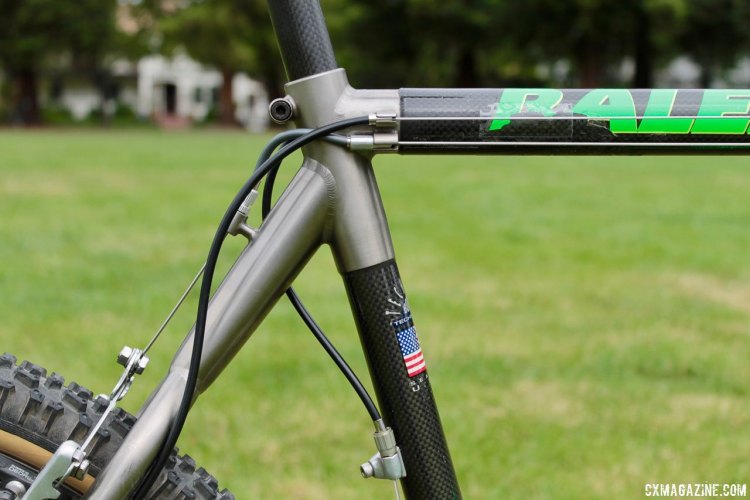 Carbon tubes were bonded to a Merlin titanium rear triangle for the first 13, before Raleigh switched to Litespeed for later models. Eric Rumpf's John Tomac replica 1991 Raleigh Signature ti/carbon drop bar mountain bike. © Eric Rumpf