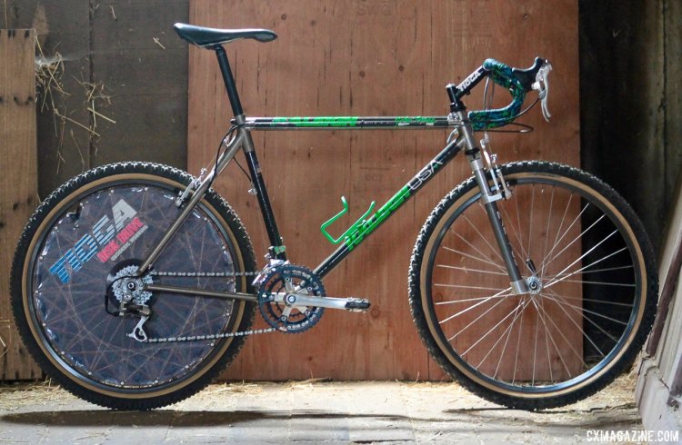 It's iconic, rare, beautiful and prized, but Rumpf is the first to admit the ride is a little "sketchy." Eric Rumpf's John Tomac replica 1991 Raleigh Signature ti/carbon drop bar mountain bike. © Eric Rumpf