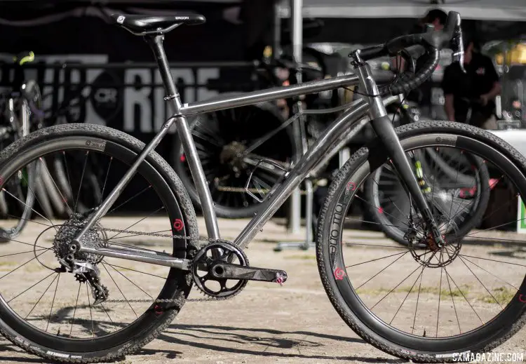 Why Cycles' R+ titanium road / cross / gravel bike with a SRAM Force build with the Rival build's Industry Nine wheels. © Cyclocross Magazine