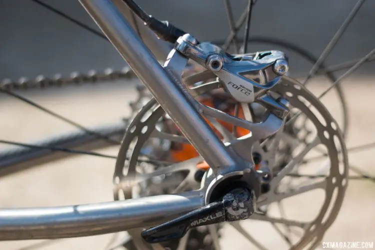 Why Cycles' R+ titanium road / cross / gravel bike with rear post mount calipers. © Cyclocross Magazine