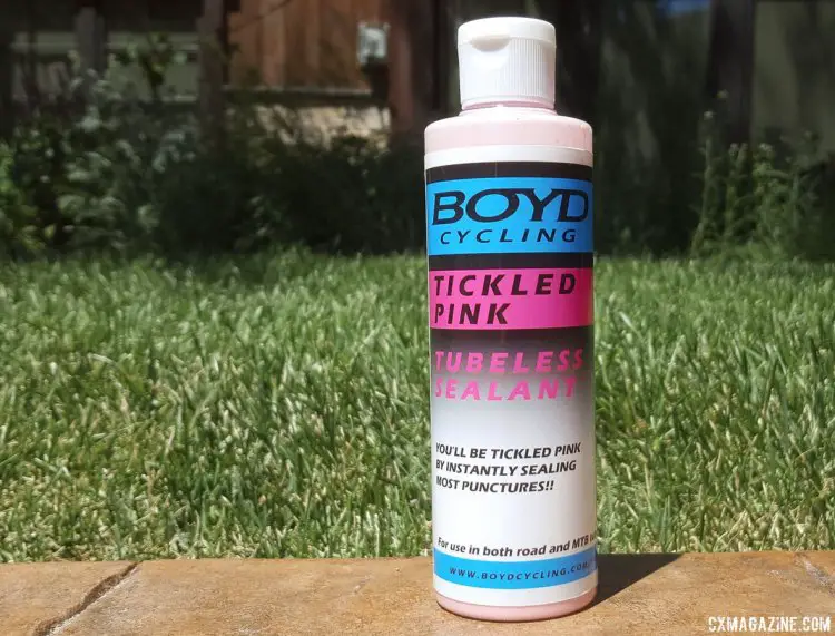 Boyd Cycling showed off its bubble gum-scented sealant at Press Camp 2017. It's finally available, and the name stems from our NAHBS coverage of the prototype concoction from a few seasons ago. $9 per 8oz bottle, good for one pair of mtb wheels, or two sets of road/cx. Latex based, but the prototype's glitter is gone.