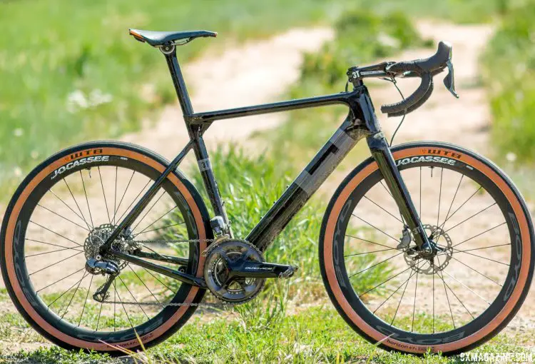 Boyd Cycling's new Jocassee 650b carbon gravel wheels keep this 3T Exploro rolling over the rough stuff. Press Camp 2017. © Cyclocross Magazine