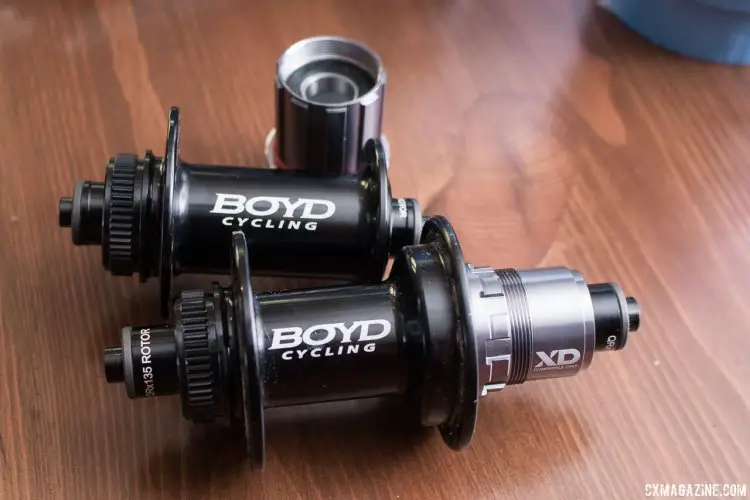 Boyd Cycling has its new Quest hubs, available separately, or as part of its disc brake wheels. XD Driver is an option. Hubs are Centerlock. Press Camp 2017. © Cyclocross Magazine