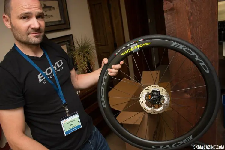 Boyd Johnson of Boyd Cycling was proud to unveil his Ready-to-Ride program at Press Camp 2017. Customers can order a wheelset with tires, valves, rotors and sealant pre-installed. The company can add a cassette as well, and have you Ready2Ride in minutes of receiving your wheels from your local shop or delivery truck. © Cyclocross Magazine