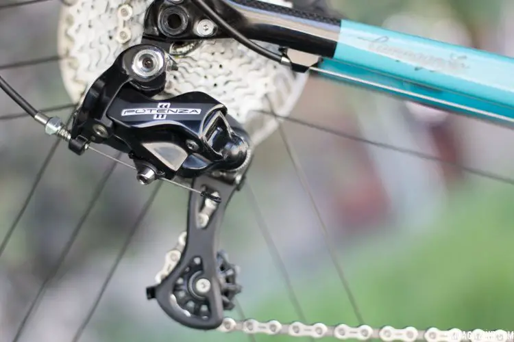 Campagnolo's Potenza, its top alloy group, with H11 hydraulic disc brakes. Press Camp 2017. © Cyclocross Magazine