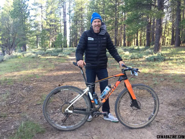 Carl Decker slows down long enough to take a photo with his 2017 Lost and Found winning steed, a Giant XTC hardtail. © Cyclocross Magazine