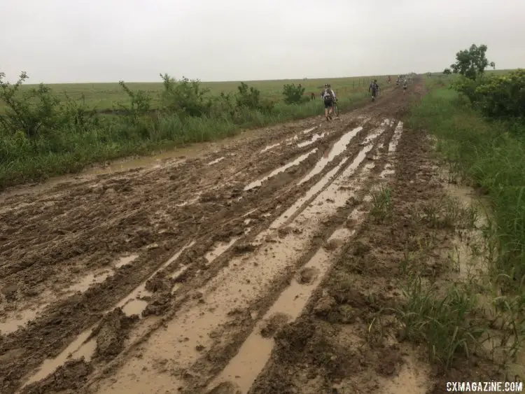 Miles and miles of muddy running can make Dirty Kanza into the world's longest cyclocross race. photo courtesy of Neil Shirley