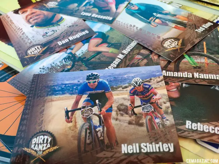 The event sure has come a long way, and now is complete with gravel superstar trading cards. Dirty Kanza gravel race. photo: Neil Shirley