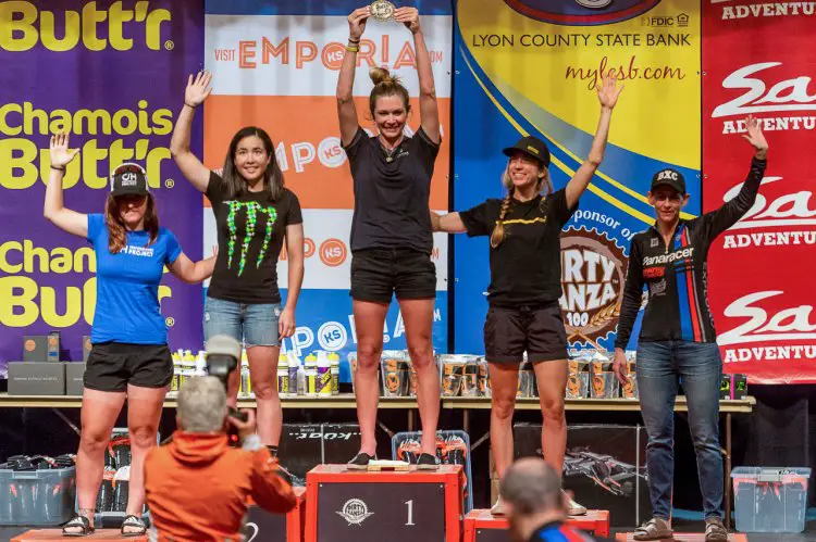 Amanda Nauman missed a threepeat by just five seconds at Dirty Kanza 2017. © Ian Hylands
