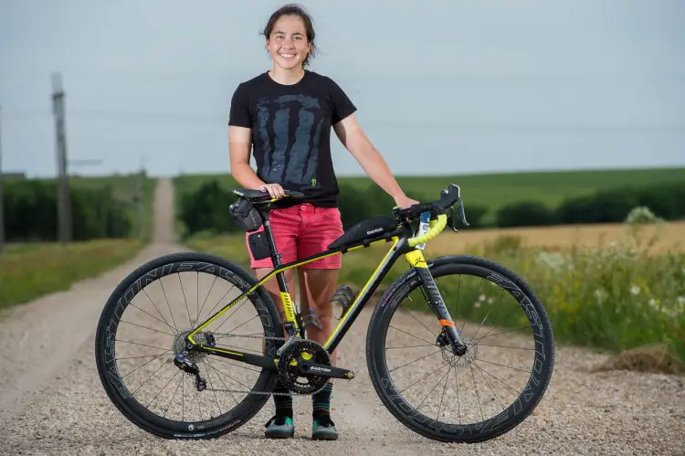 Amanda Nauman with her Niner RLT RDO at Dirty Kanza 2017. © Ian Hylands