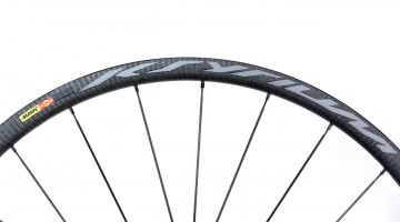 Since 1999, the Kysrium has represented Mavic innovation, and the Mavic Ksyrium Pro SL T Disc tubular wheelset continues with its lightweight carbon build for disc brake cyclists. © Cyclocross Magazine