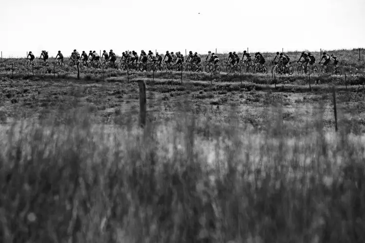 Neil Shirley enjoyed lead group gravel grinding until a flat tire ground him to a halt and ending his contention. 2017 Dirty Kanza race. © Ian Matteson / ENVE