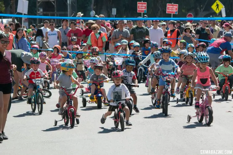 One of the youngest waves takes off. Ryan Phua Memorial Kid's Ride at the Burlingame Criterium. © Cyclocross Magazine