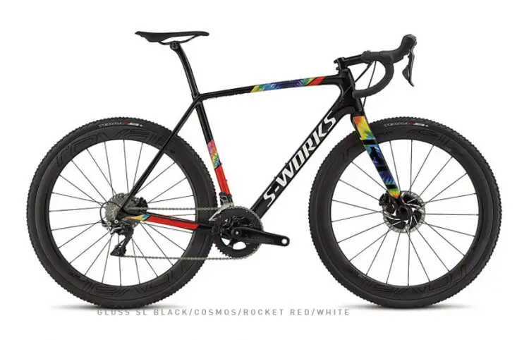 The top-end S-Works CruX retails for $7,500. It is built with Roval CLX 50 carbon wheels, Shimano Dura-Ace mechanical shifters and Di2 hydraulic disc brakes, and a 46/36 double front chain ring and 11-speed 11-30 rear cassette. (photo: Specialized)