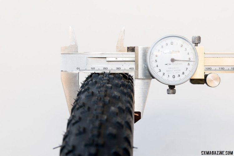 True to size: 42mm on a rim with an ID of 17.5mm, pumped to 30 psi. WTB Resolute 42 gravel tire. © Cyclocross Magazine